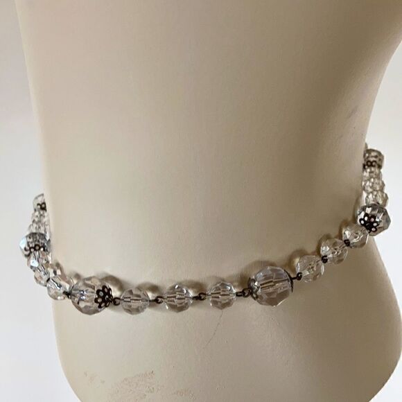 Vintage lightweight faceted Lucite ball and brass metal belt or necklace 39” main image 6
